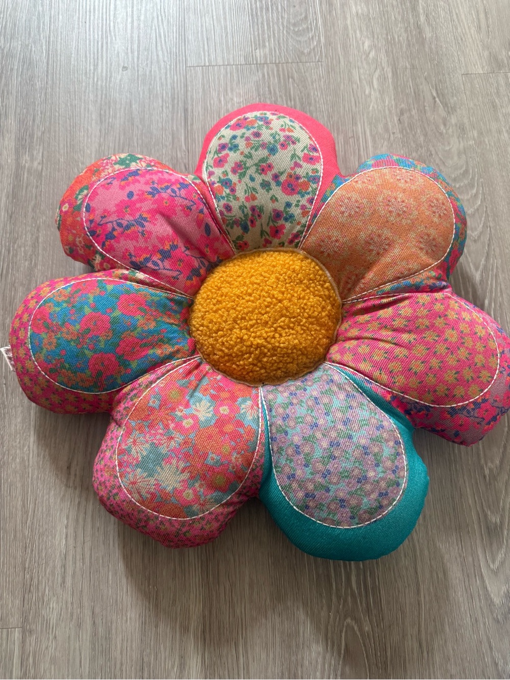 NATURAL LIFE Floral Daisy Pillow - Pink, Turquoise & Yellow
